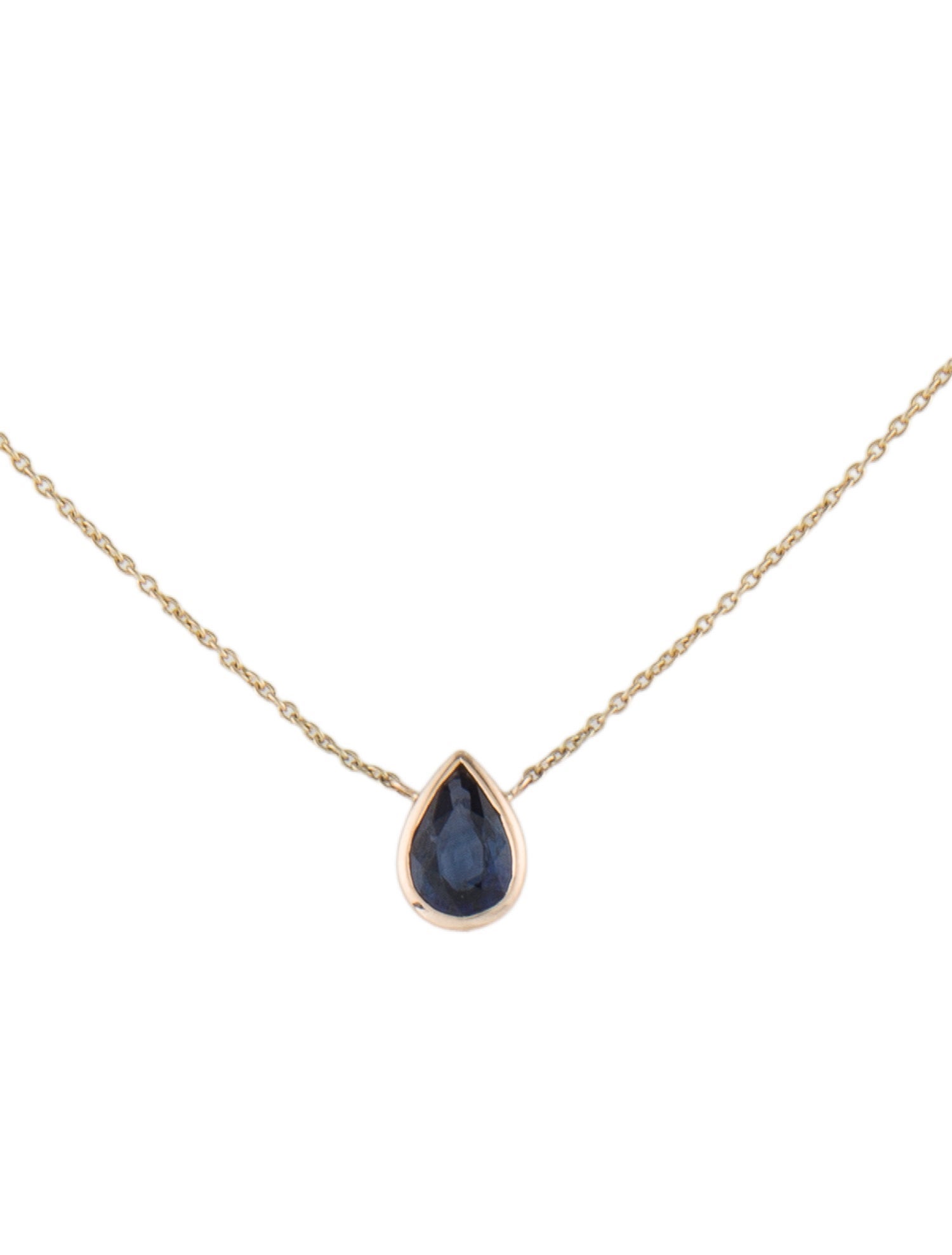 Jewelmak 14K Sapphire Pendant Necklace