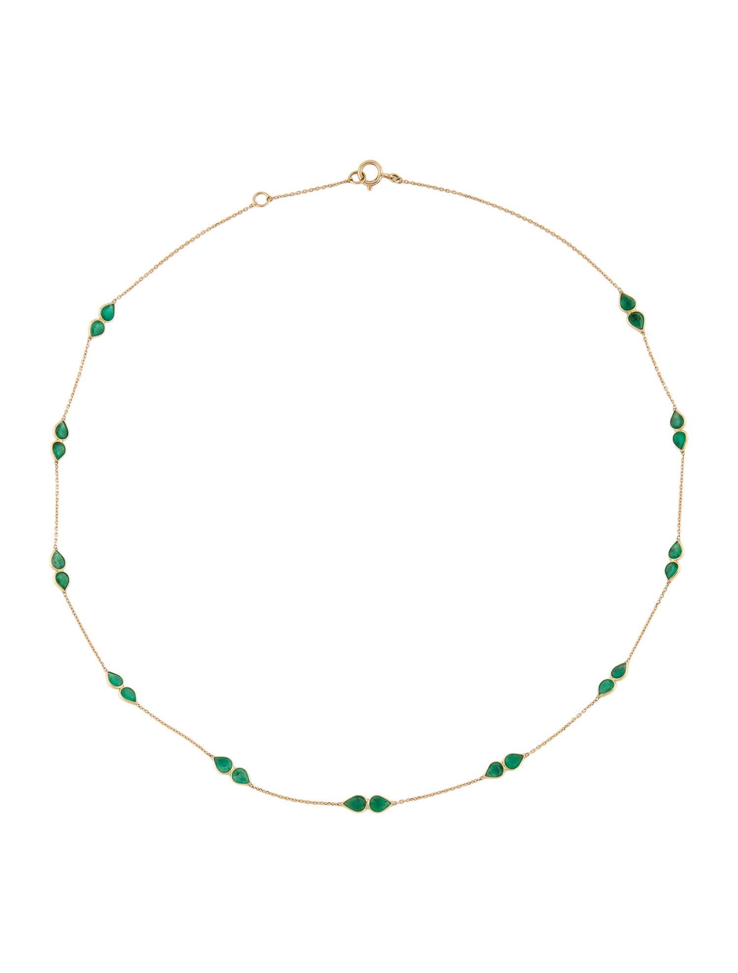Jewelmak 18K 4.35ctw Emerald Station Necklace