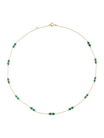 Jewelmak 18K 4.35ctw Emerald Station Necklace