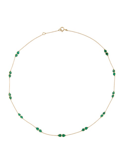 Jewelmak 18K 4.35ctw Emerald Station Necklace