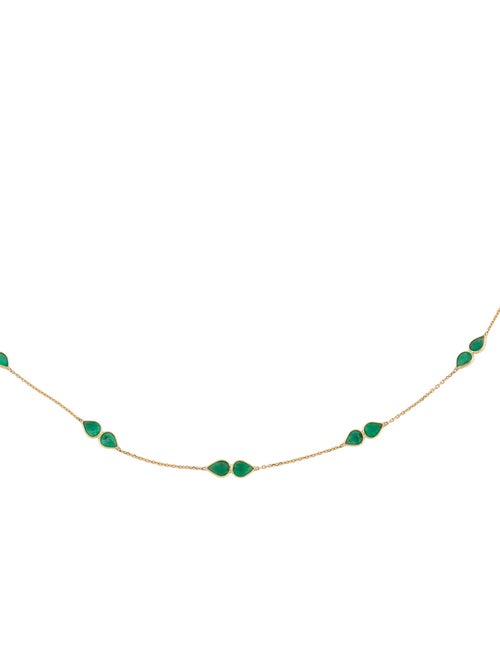 Jewelmak 18K 4.35ctw Emerald Station Necklace