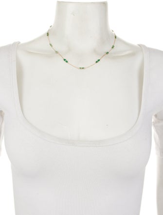 Jewelmak 18K 4.35ctw Emerald Station Necklace