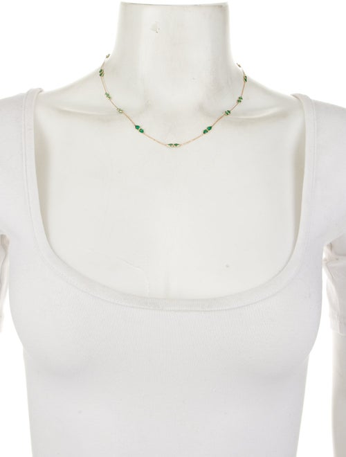 Jewelmak 18K 4.35ctw Emerald Station Necklace