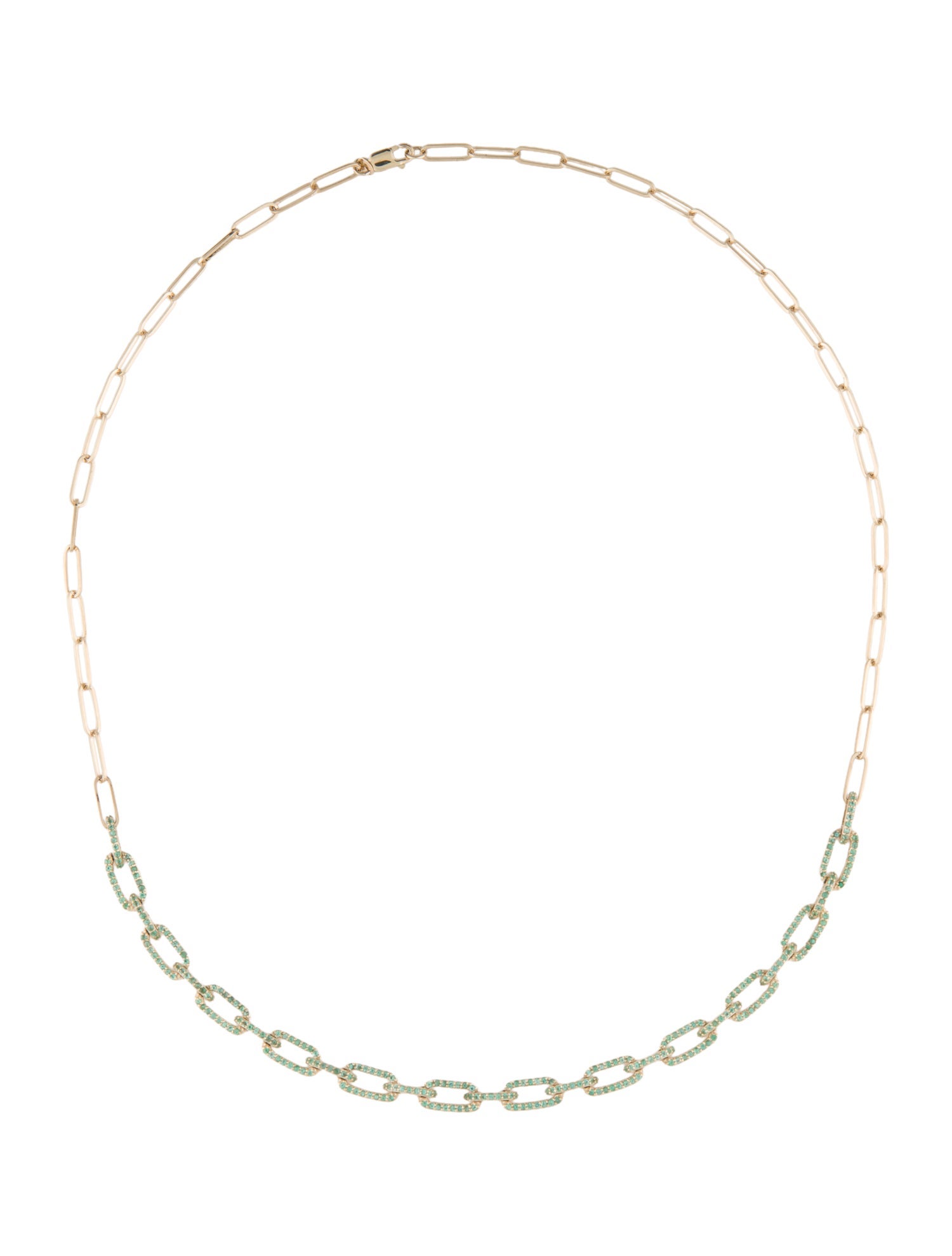 Jewelmak 14K Emerald Link Necklace