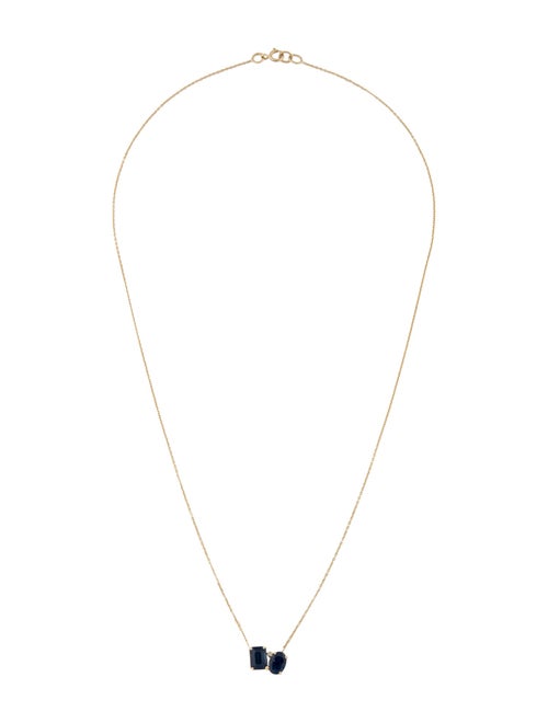 Jewelmak 14K Sapphire & Diamond Pendant Necklace