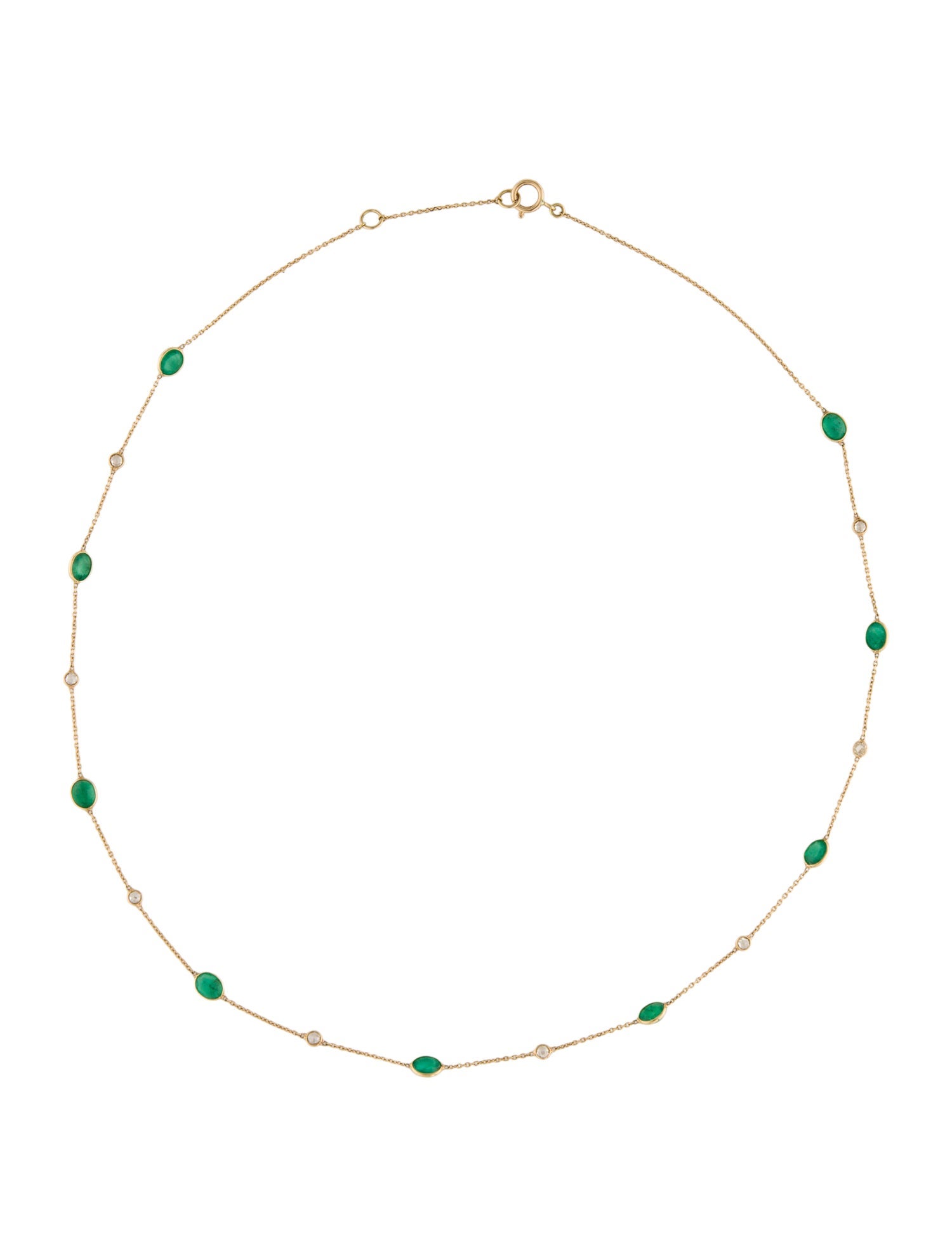 Jewelmak 18K 2.54ctw Emerald & Diamond Station Necklace w/ Tags