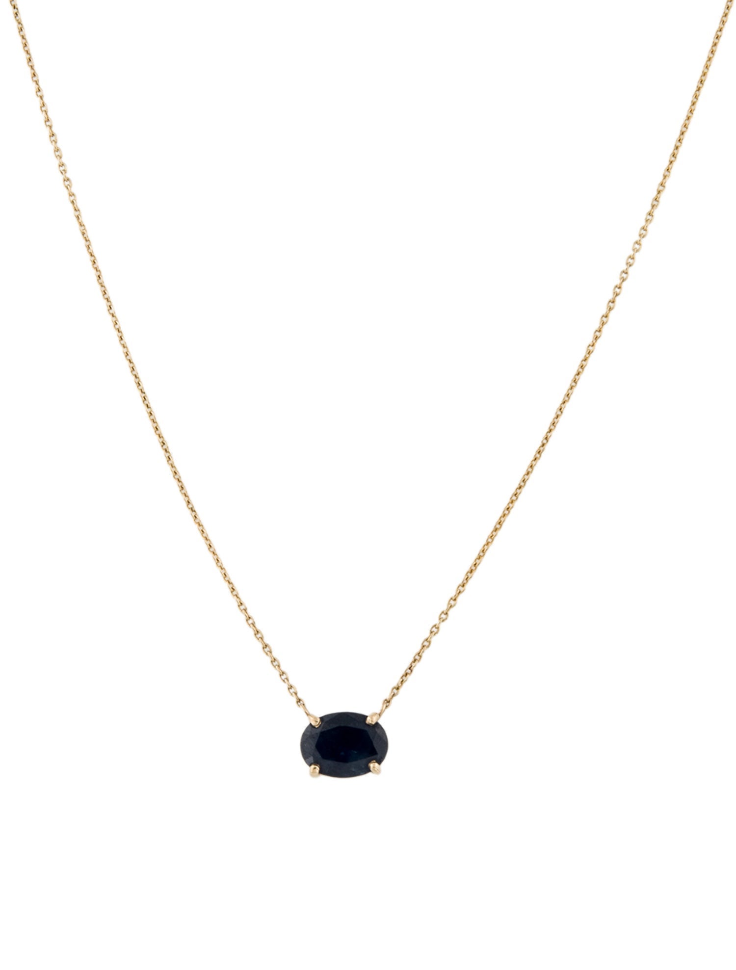 Jewelmak 14K 1.68ct Sapphire Pendant Necklace