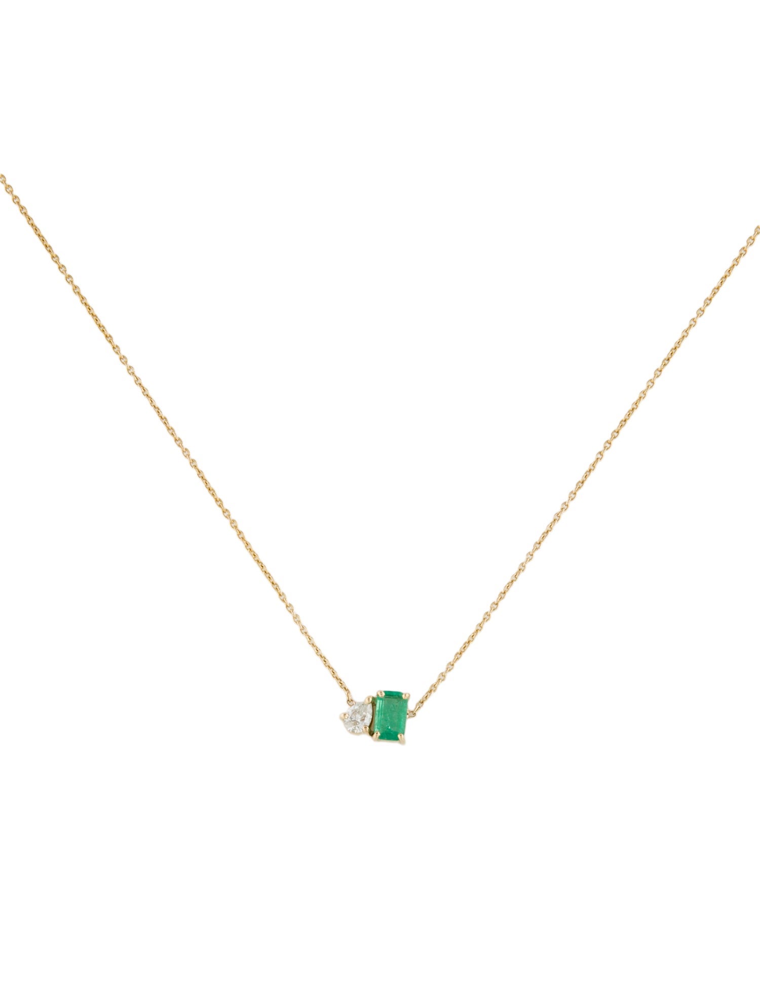Jewelmak 14K Emerald & Diamond Pendant Necklace