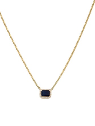 Jewelmak 14K Sapphire & Diamond Pendant Necklace