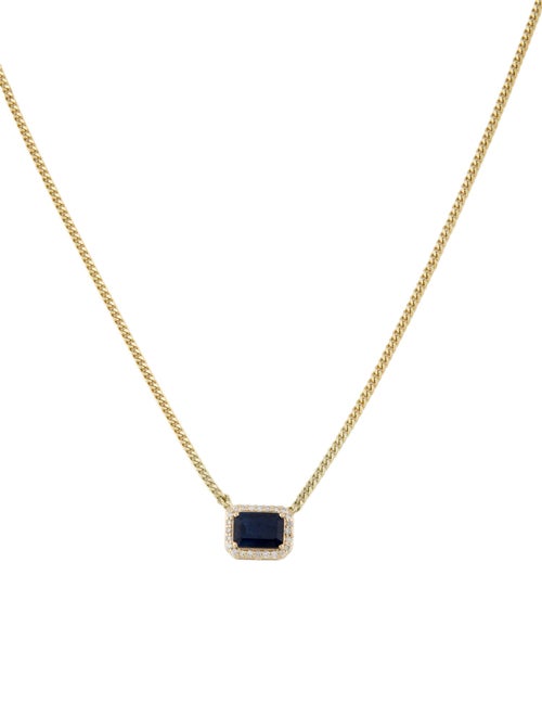 Jewelmak 14K Sapphire & Diamond Pendant Necklace