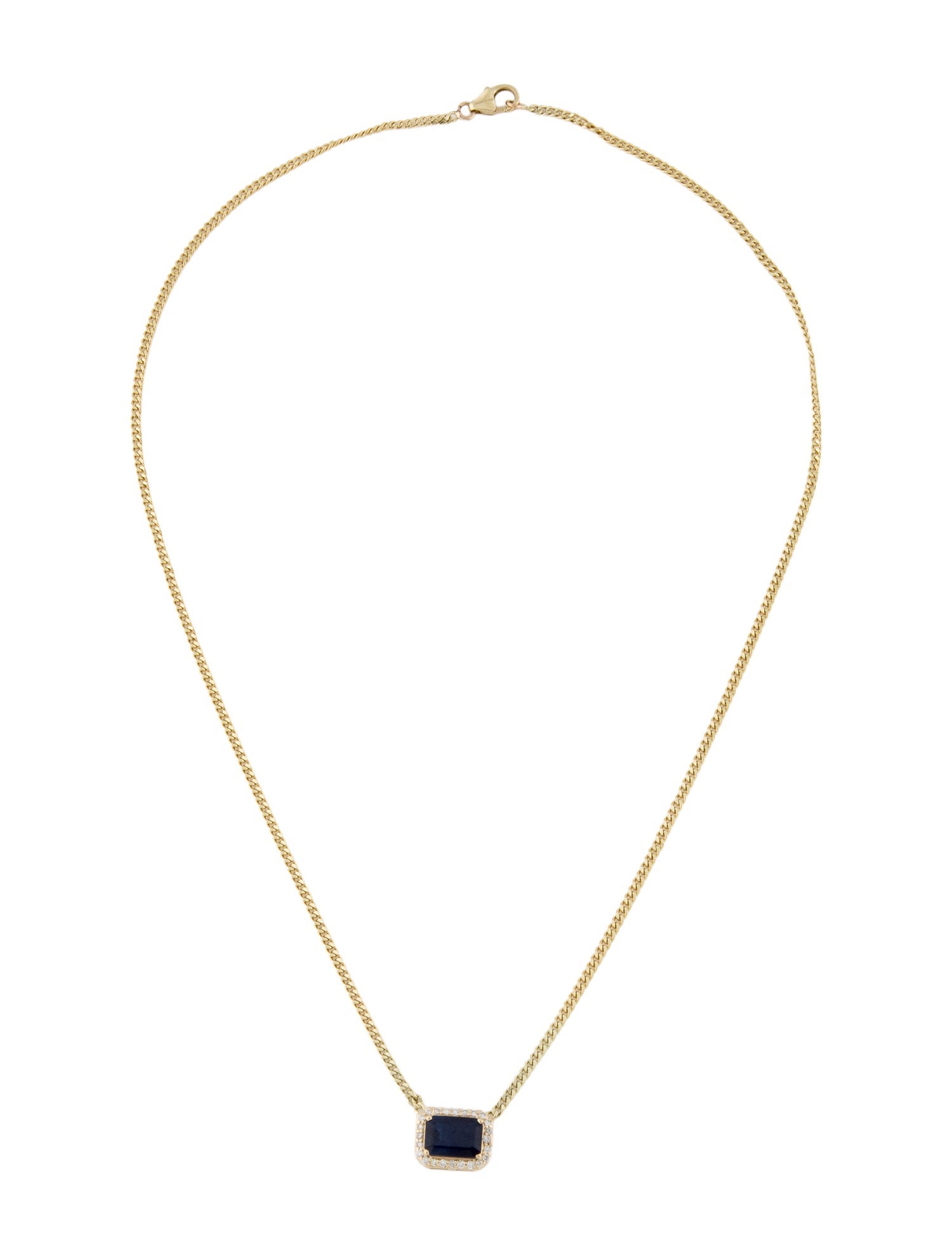 Jewelmak 14K Sapphire & Diamond Pendant Necklace