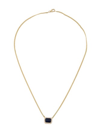 Jewelmak 14K Sapphire & Diamond Pendant Necklace