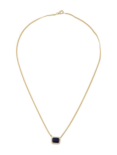 Jewelmak 14K Sapphire & Diamond Pendant Necklace