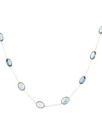 Jewelmak 18K 3.70ct Topaz Oval Station Necklace