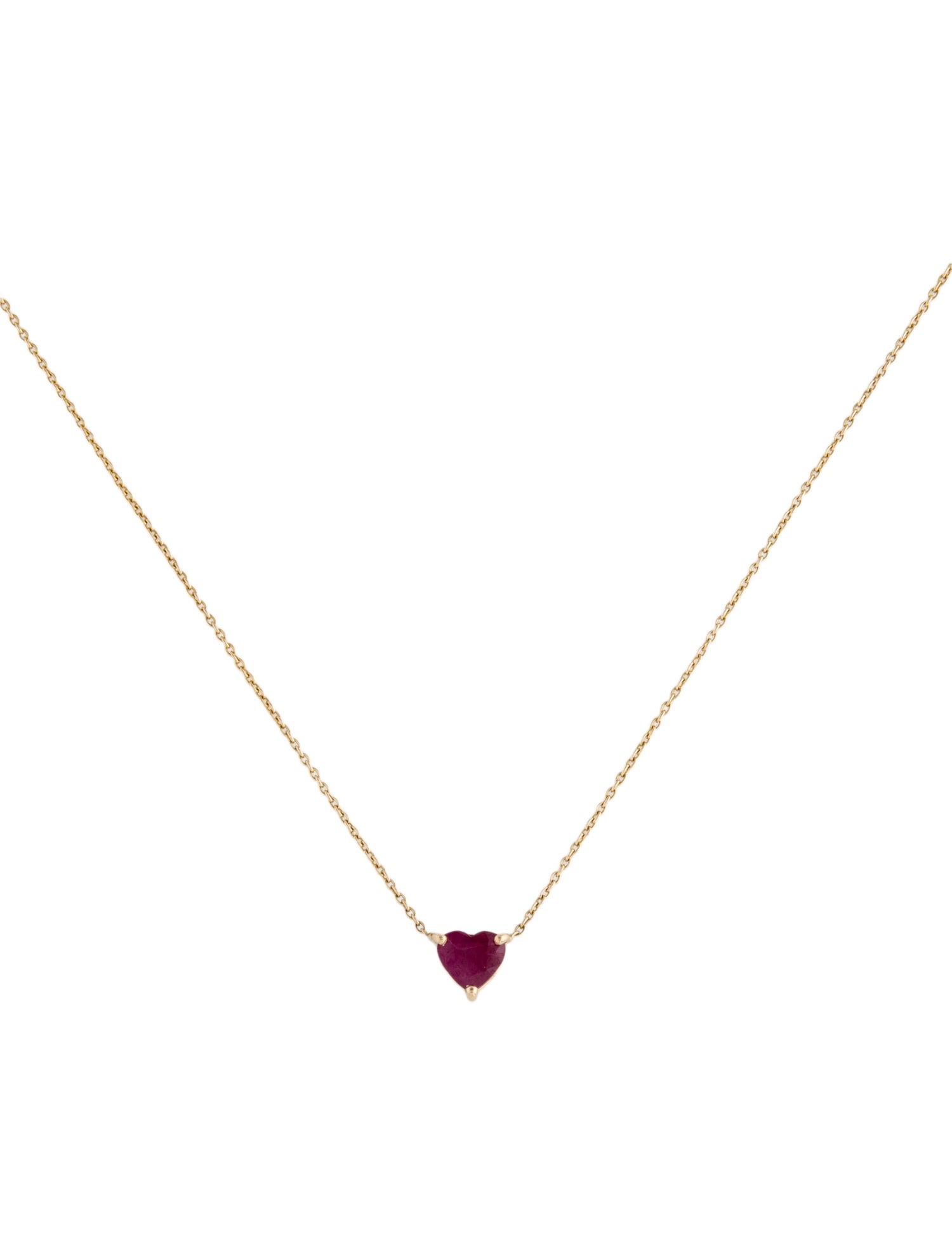Jewelmak 14K Ruby Heart Pendant Necklace