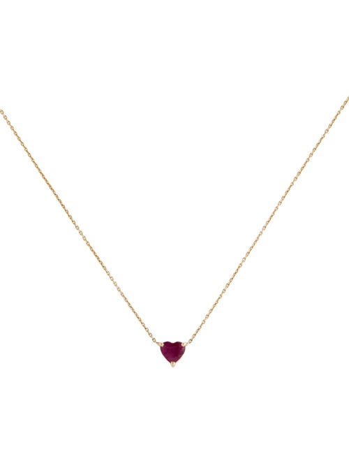 Jewelmak 14K Ruby Heart Pendant Necklace
