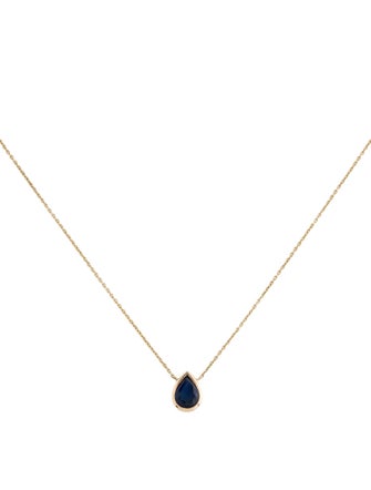 Jewelmak 14K 1.03ct Sapphire Pendant Necklace