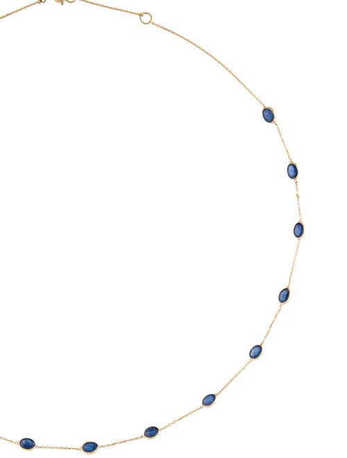 Jewelmak 18K 7.00ctw Sapphire Station Necklace