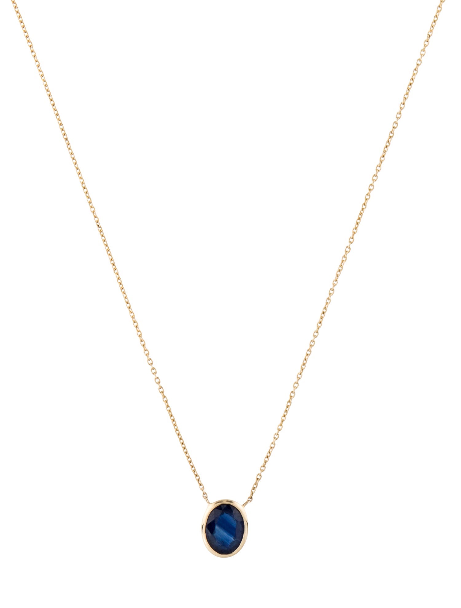 Jewelmak 14K 1.29ct Sapphire Pendant Necklace