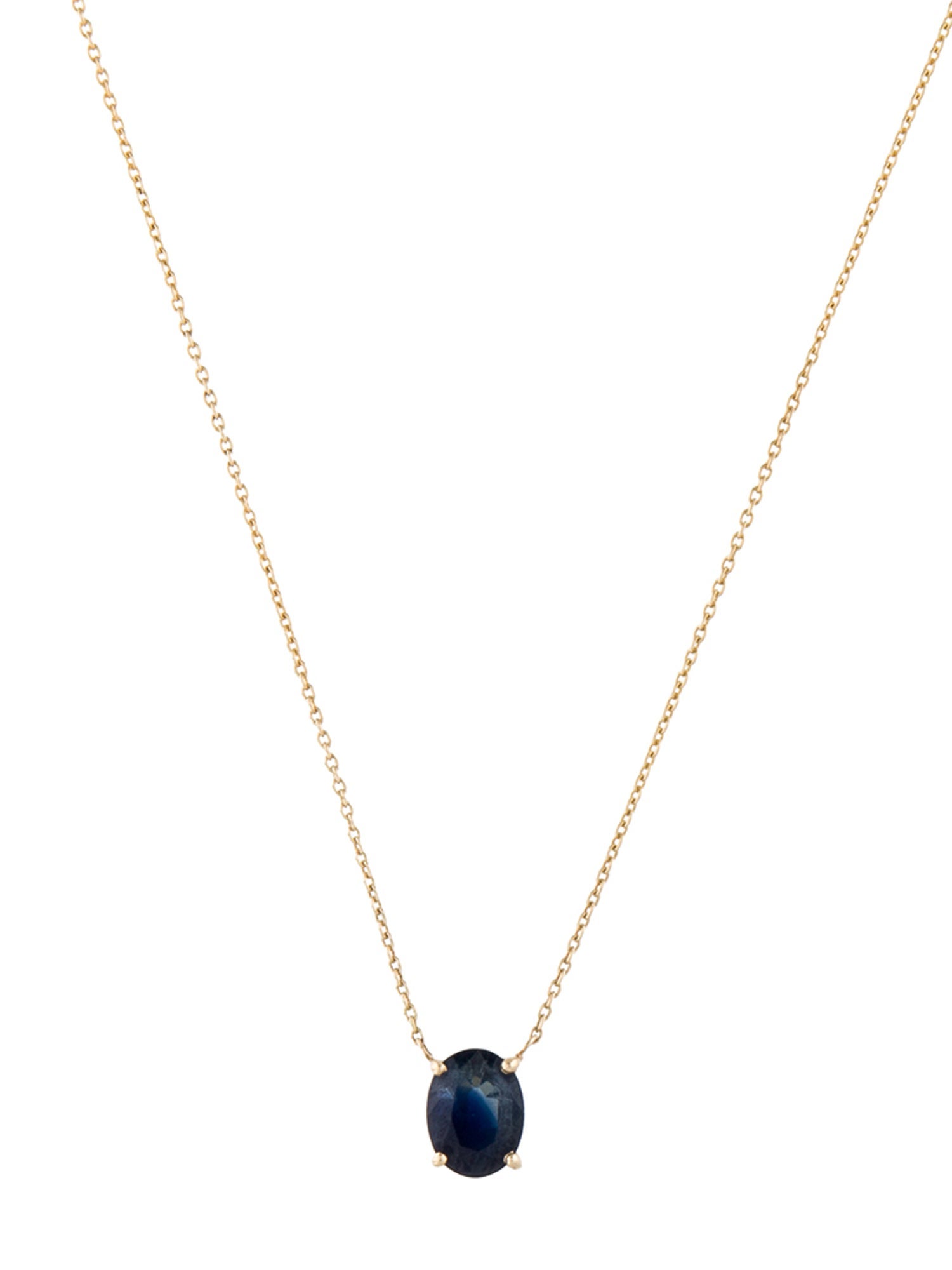 Jewelmak 14K 1.57ct Sapphire Pendant Necklace