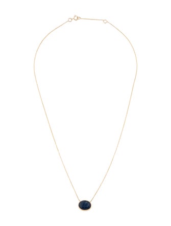 Jewelmak 14K 3.41ct Sapphire Pendant Necklace