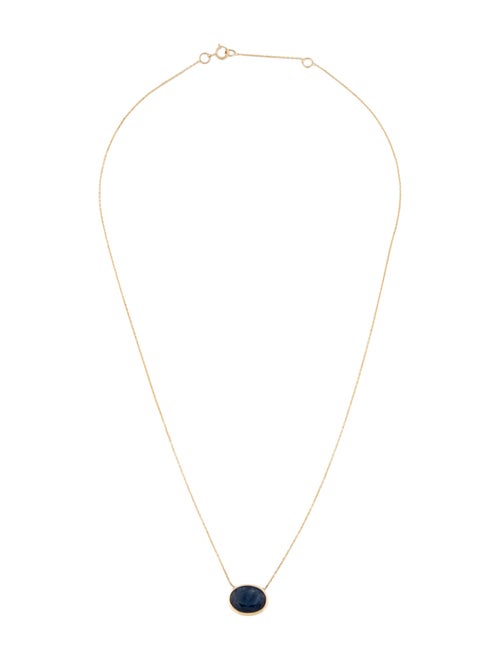 Jewelmak 14K 3.41ct Sapphire Pendant Necklace