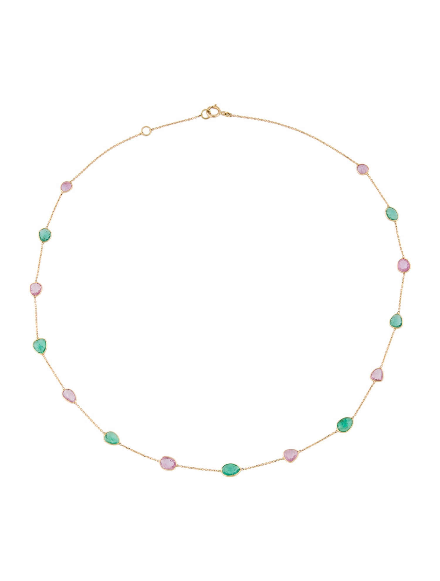 Jewelmak 18K Emerald & Sapphire Station Necklace