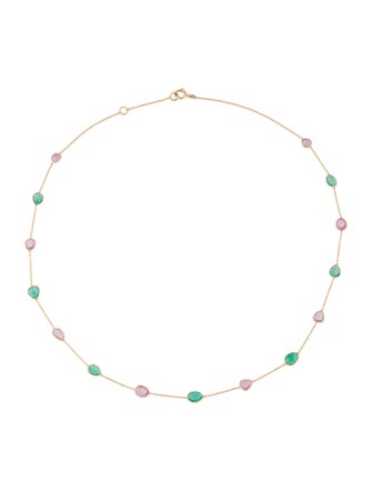 Jewelmak 18K Emerald & Sapphire Station Necklace