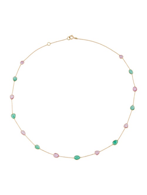 Jewelmak 18K Emerald & Sapphire Station Necklace