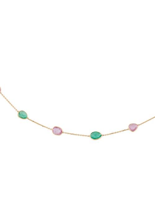 Jewelmak 18K Emerald & Sapphire Station Necklace