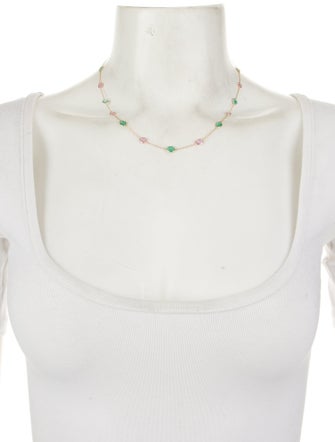 Jewelmak 18K Emerald & Sapphire Station Necklace