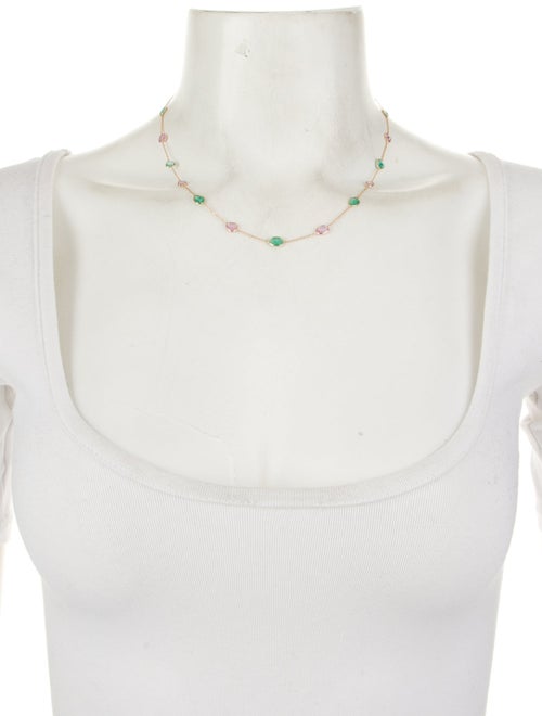 Jewelmak 18K Emerald & Sapphire Station Necklace