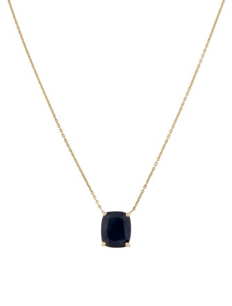 Jewelmak 14K 3.06ct Sapphire Pendant Necklace