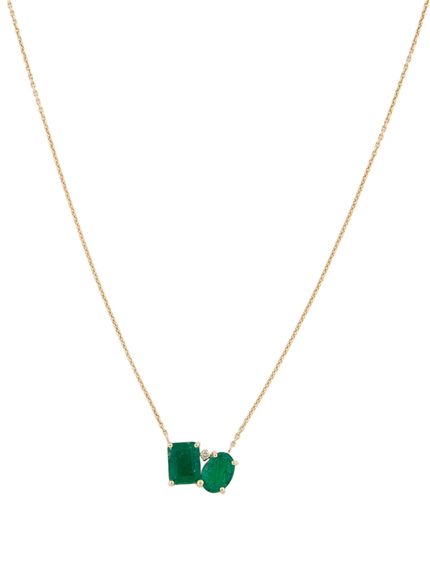 Jewelmak 14K Emerald & Diamond Pendant Necklace