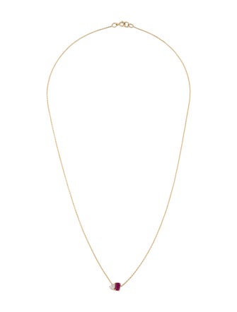 Jewelmak 14K Ruby & Diamond Pendant Necklace