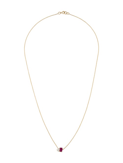 Jewelmak 14K Ruby & Diamond Pendant Necklace