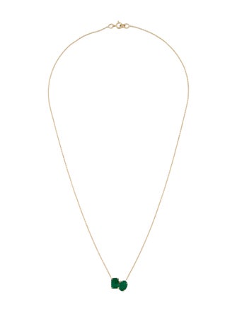 Jewelmak 14K 1.84ctw Emerald & Diamond Pendant Neckla ce