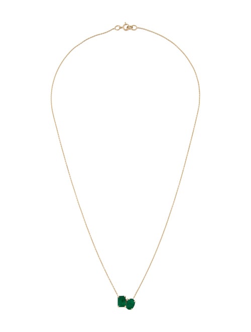 Jewelmak 14K 1.84ctw Emerald & Diamond Pendant Neckla ce