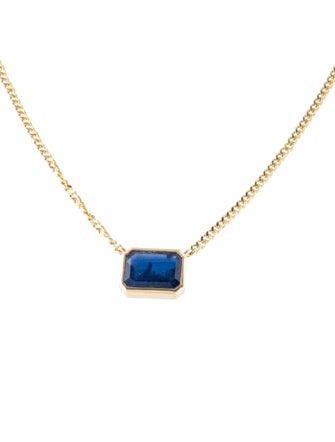 Jewelmak 14K 3.08ct Sapphire Pendant Necklace