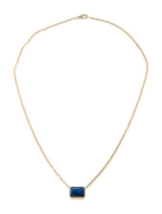 Jewelmak 14K 3.08ct Sapphire Pendant Necklace