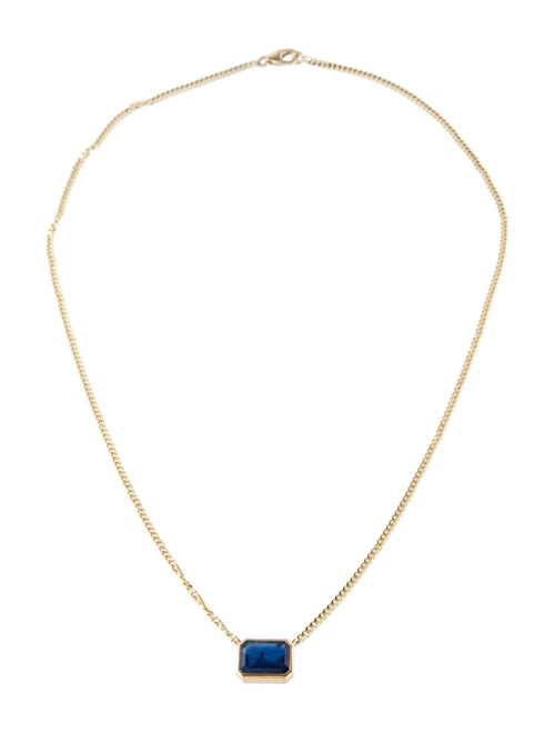 Jewelmak 14K 3.08ct Sapphire Pendant Necklace