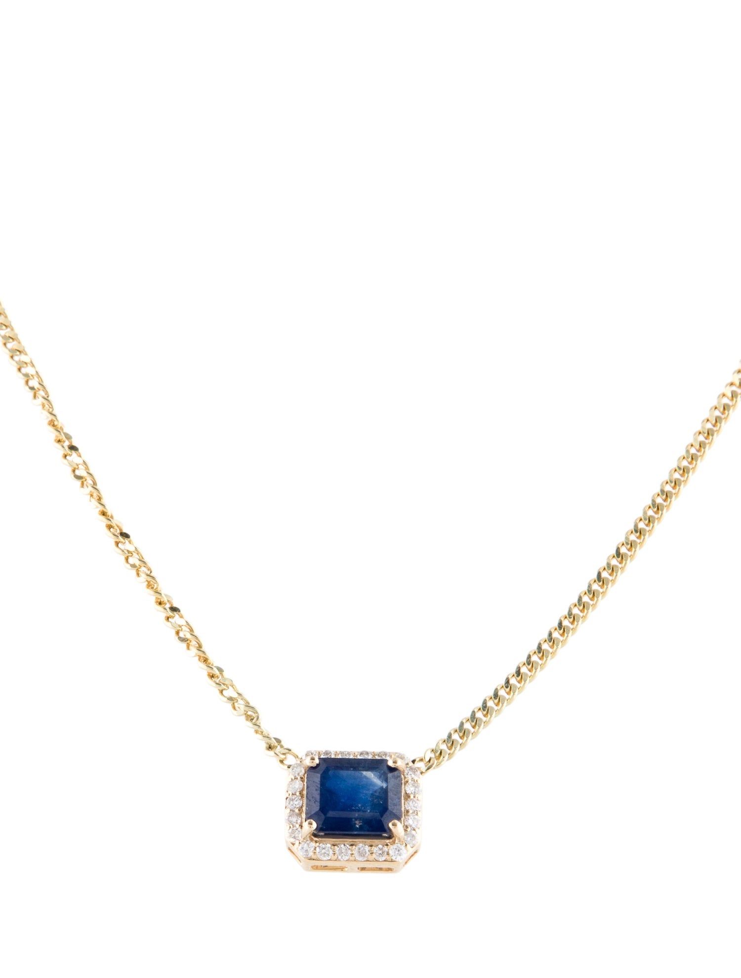 Jewelmak 14K 1.78ct Sapphire & Diamond Pendant Necklace
