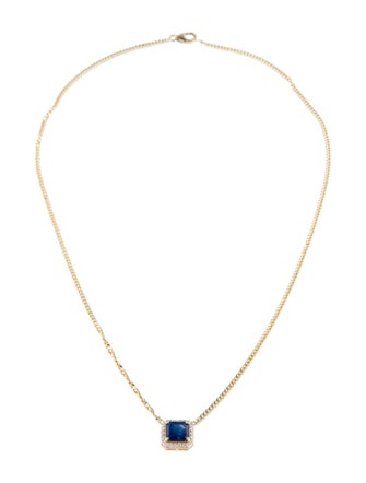 Jewelmak 14K 1.78ct Sapphire & Diamond Pendant Necklace