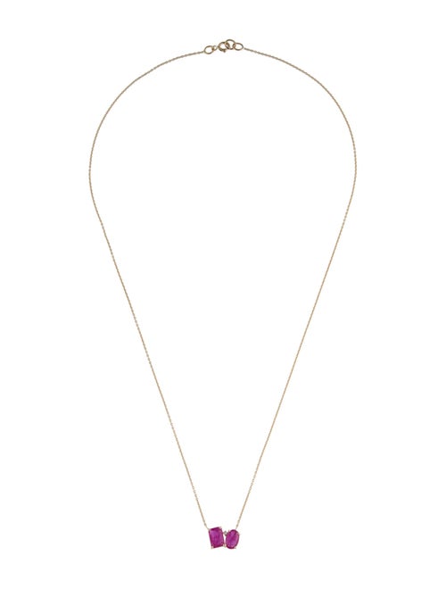 Jewelmak 14K 1.46ctw Ruby & Diamond Pendant Necklace