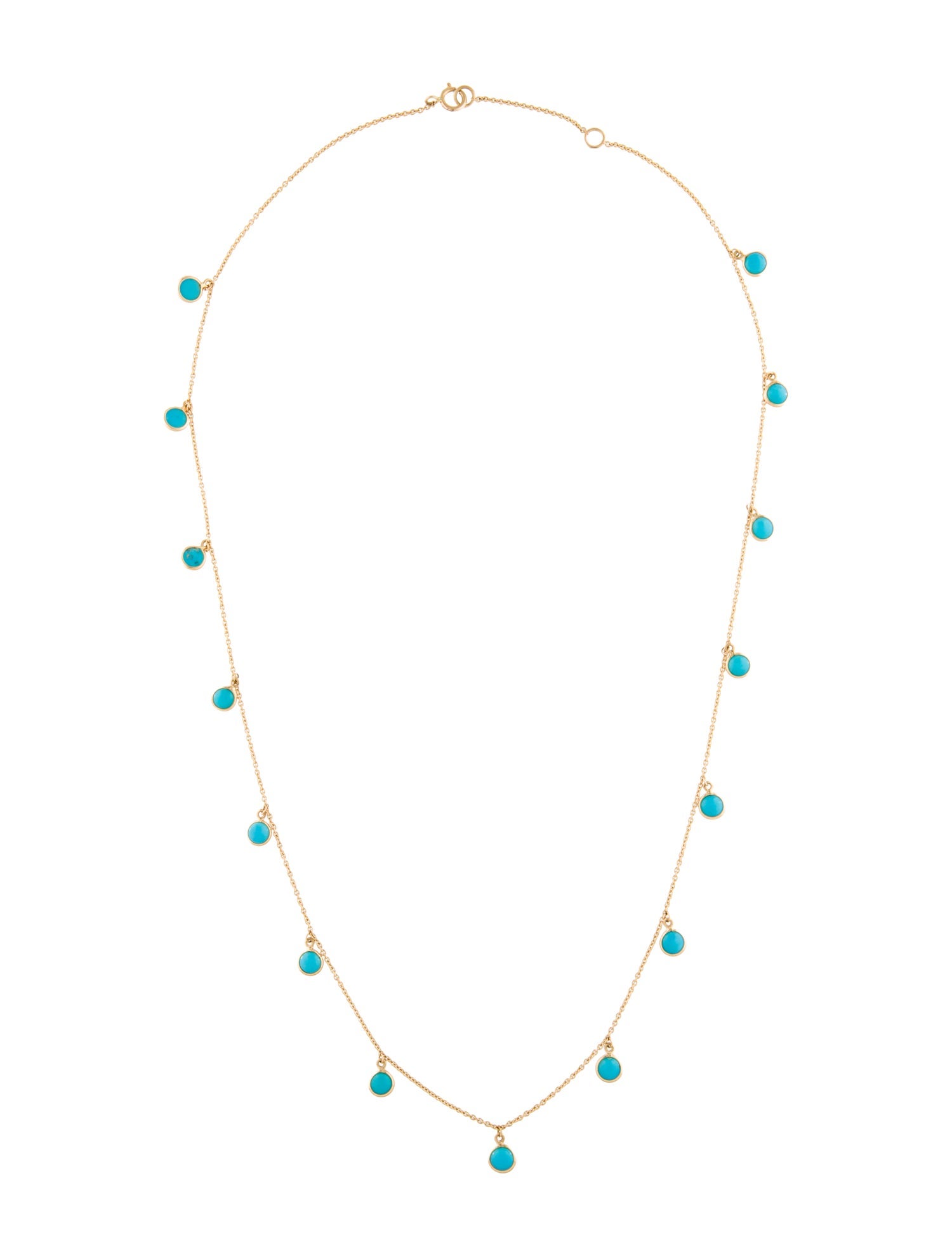 Jewelmak 18K 3.84ctw Turquoise Dangle station Necklace