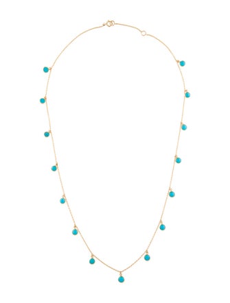 Jewelmak 18K 3.84ctw Turquoise Dangle station Necklace