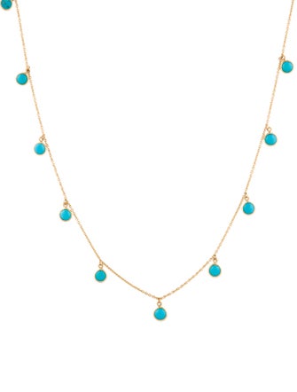 Jewelmak 18K 3.84ctw Turquoise Dangle station Necklace