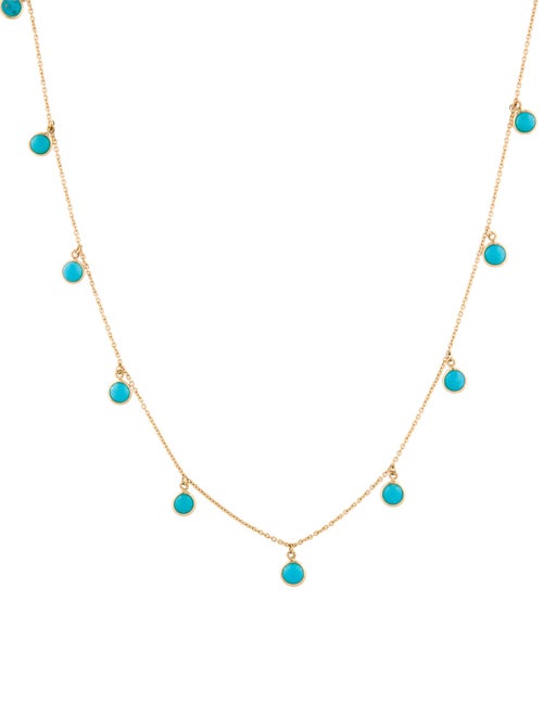 Jewelmak 18K 3.84ctw Turquoise Dangle station Necklace
