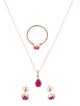 Jewelmak 14K Ruby & Diamond Earrings, Ruby & Necklace Set