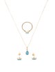 Jewelmak 14K Topaz & Diamond Necklace, Earrings & Ring Set